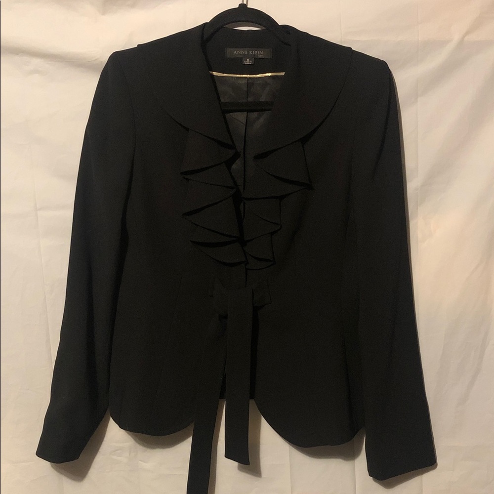 Anne Klein Black Ruffled Blazer